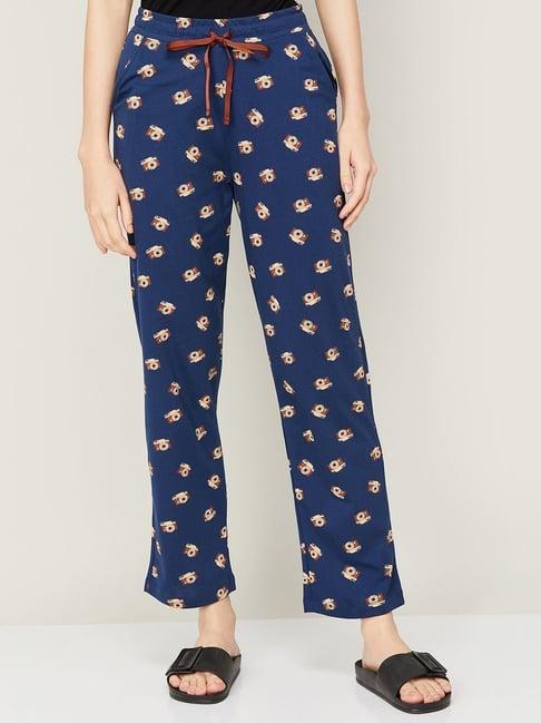 ginger by lifestyle blue cotton printed pyjamas
