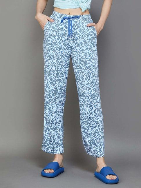 ginger by lifestyle blue cotton printed pyjamas