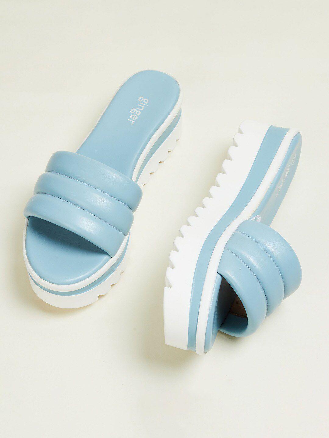 ginger by lifestyle blue flatform sandals