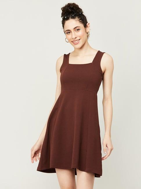 ginger by lifestyle brown a-line dress