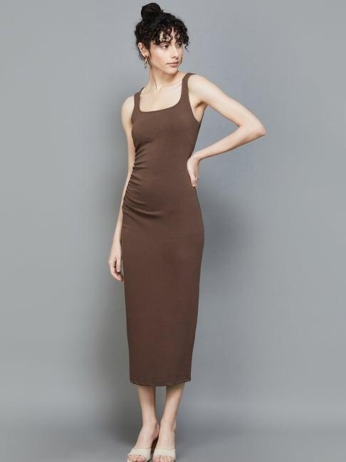 ginger by lifestyle brown bodycon dress