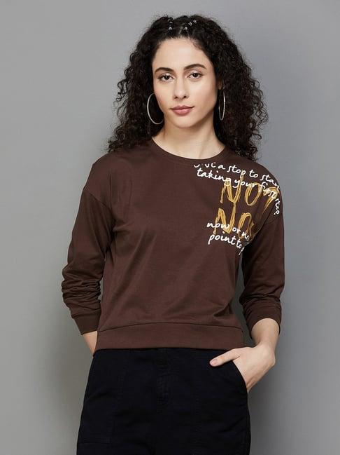 ginger by lifestyle brown graphic print sweatshirt