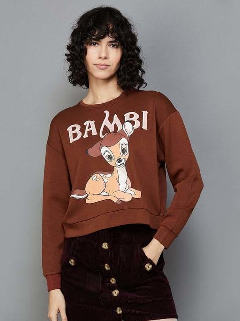 ginger by lifestyle brown printed sweatshirt