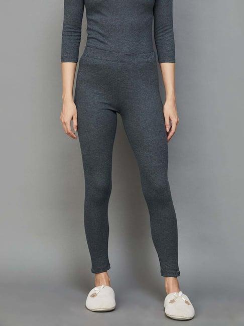 ginger by lifestyle charcoal grey cotton thermal pyjamas