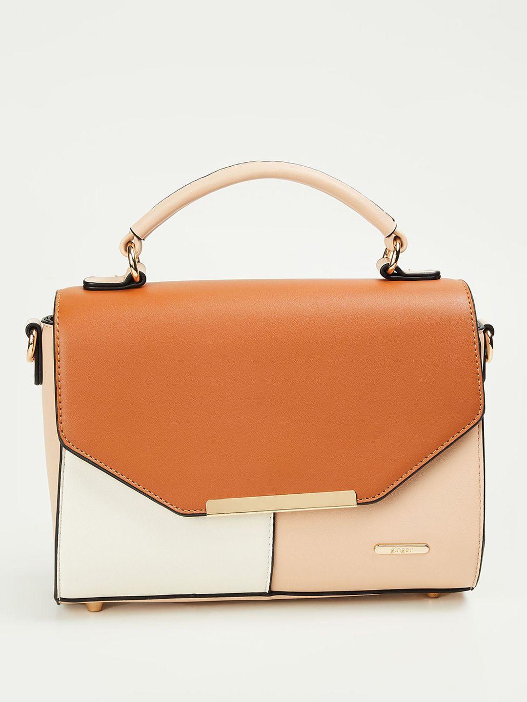 ginger by lifestyle colourblocked structured satchel bag