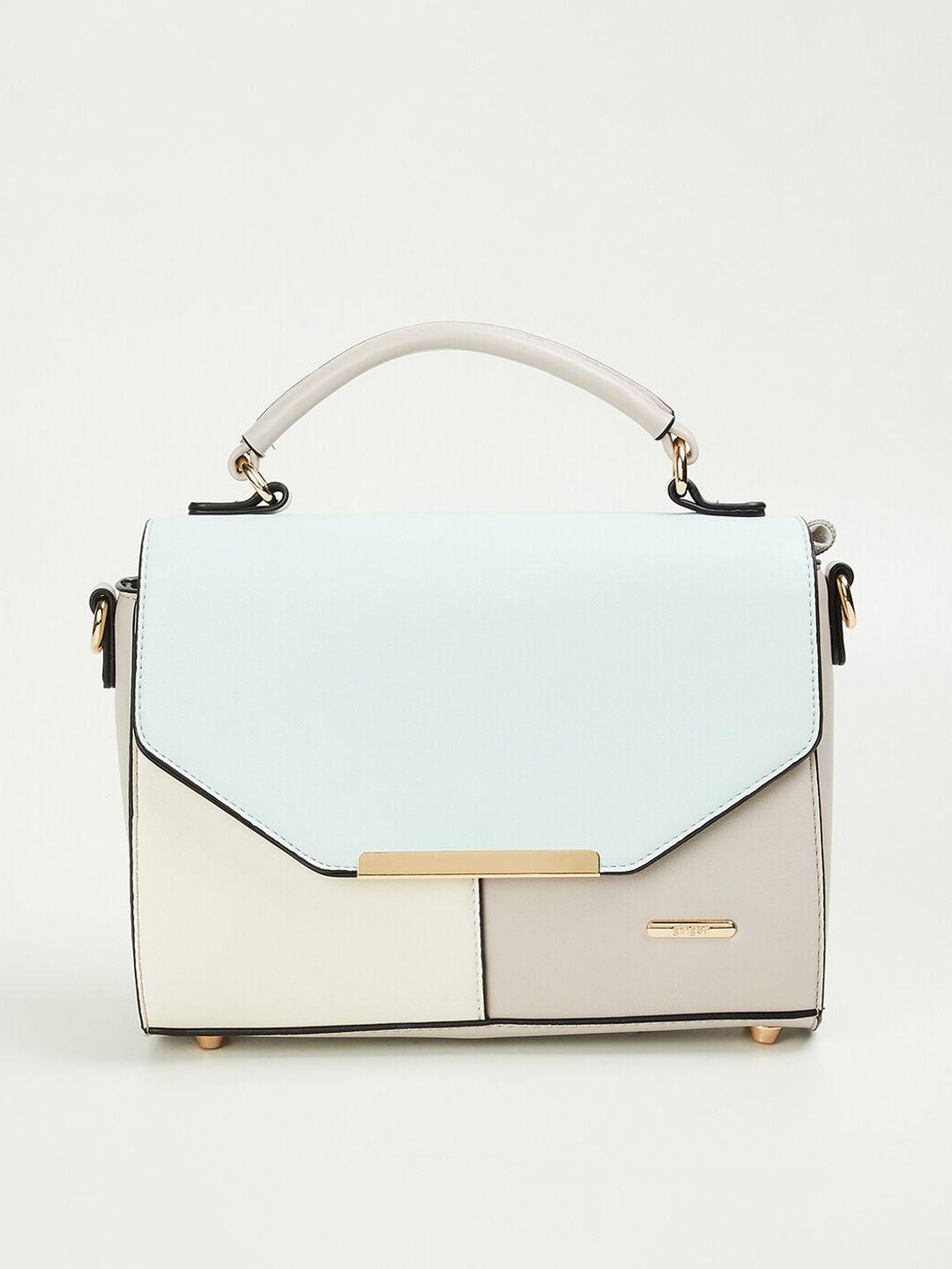 ginger by lifestyle colourblocked structured synthetic satchel