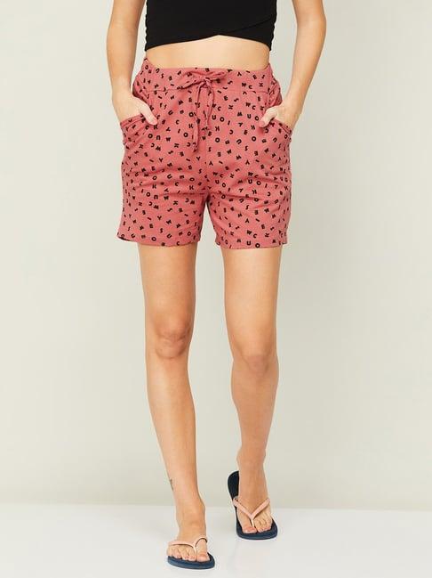 ginger by lifestyle coral cotton printed shorts