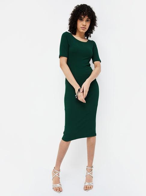 ginger by lifestyle dark green regular fit bodycon dress