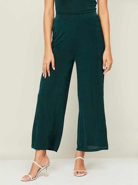 ginger by lifestyle dark green regular fit mid rise pants