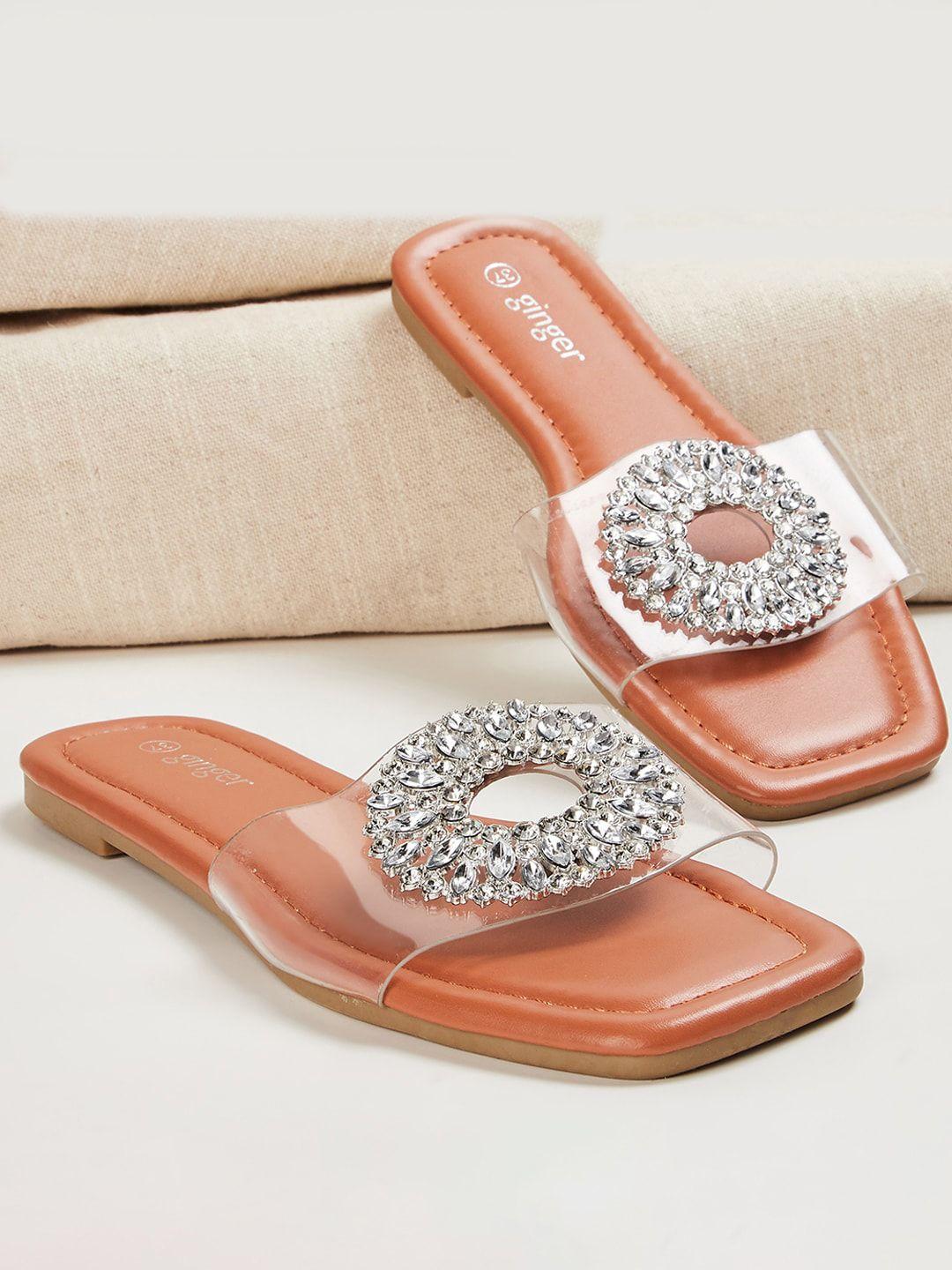 ginger by lifestyle embellished open toe flats
