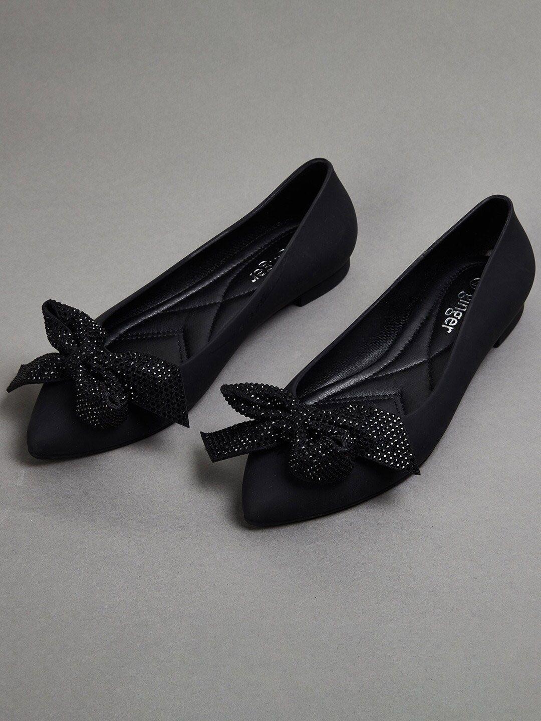 ginger by lifestyle embellished pointed toe ballerinas with bows flats