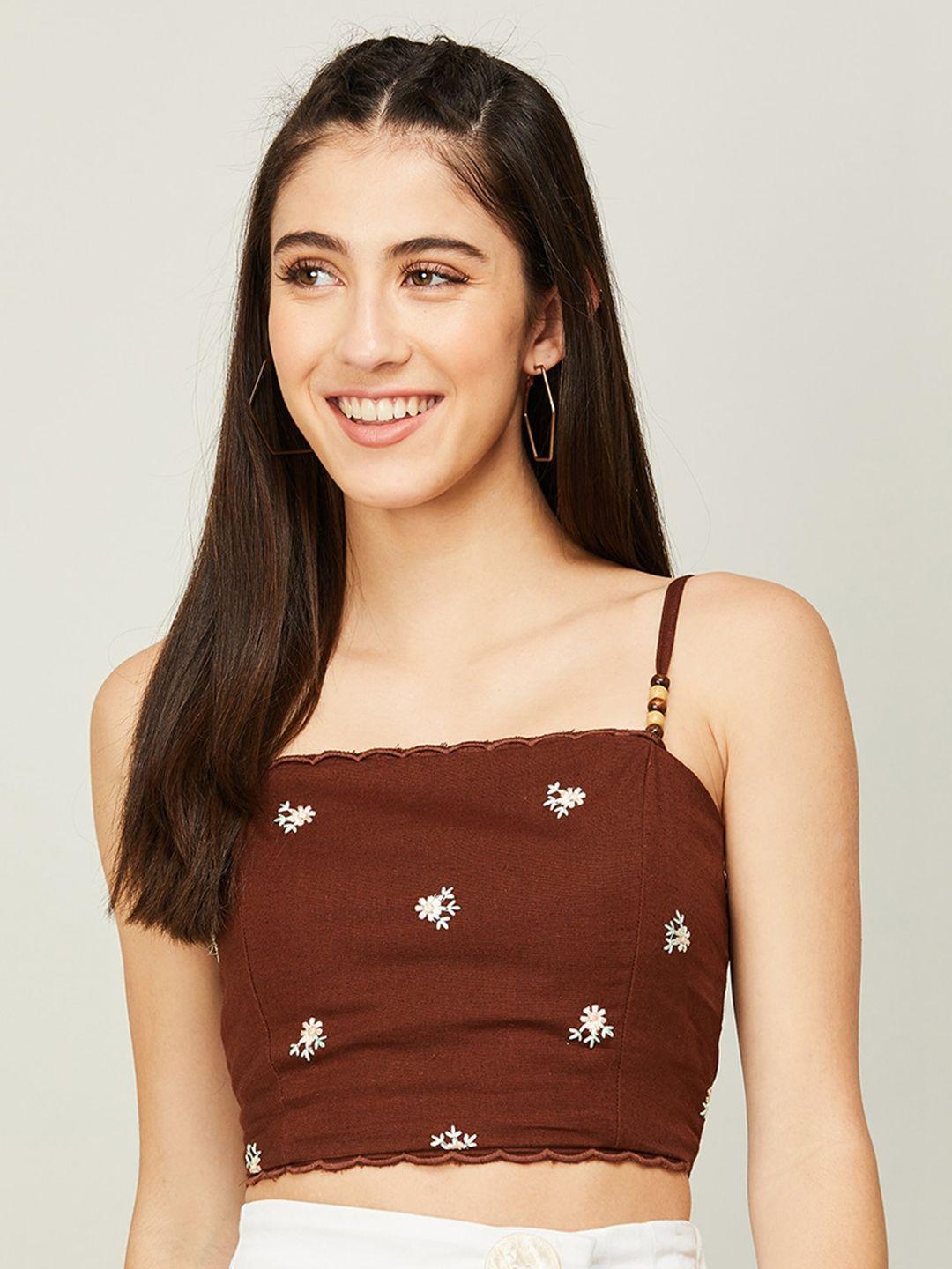 ginger by lifestyle embroidered cotton crop top