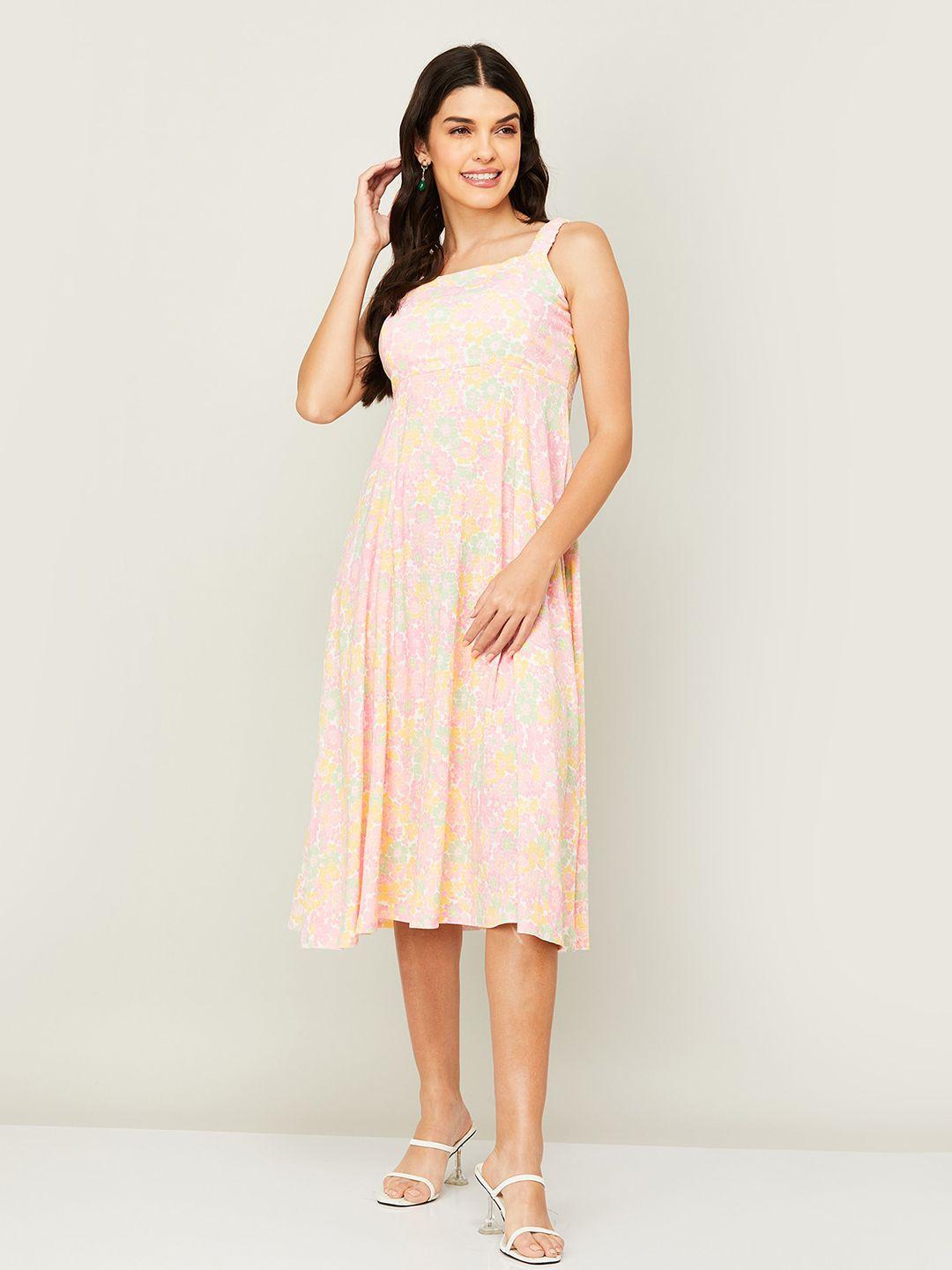 ginger by lifestyle floral printed midi fit & flare dress