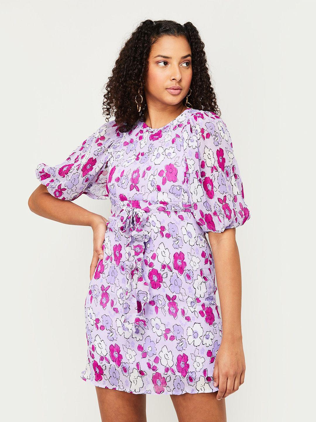 ginger by lifestyle floral printed puff sleeves sheath dress