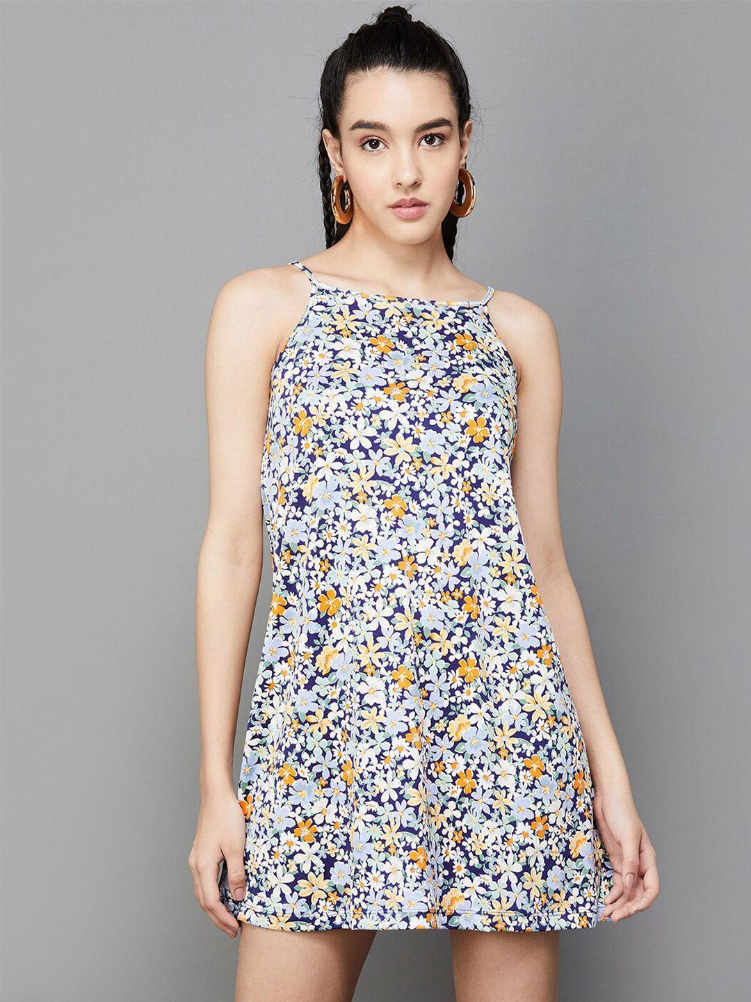 ginger by lifestyle floral printed sleeveless a line mini dress
