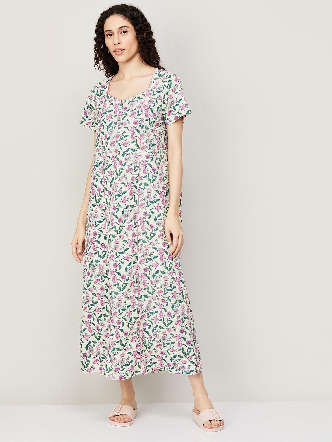 ginger by lifestyle floral printed square neck cotton a-line midi dress