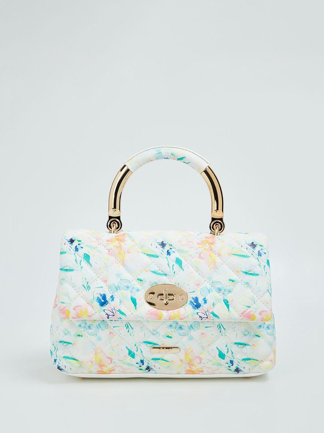 ginger by lifestyle floral printed structured handheld bag