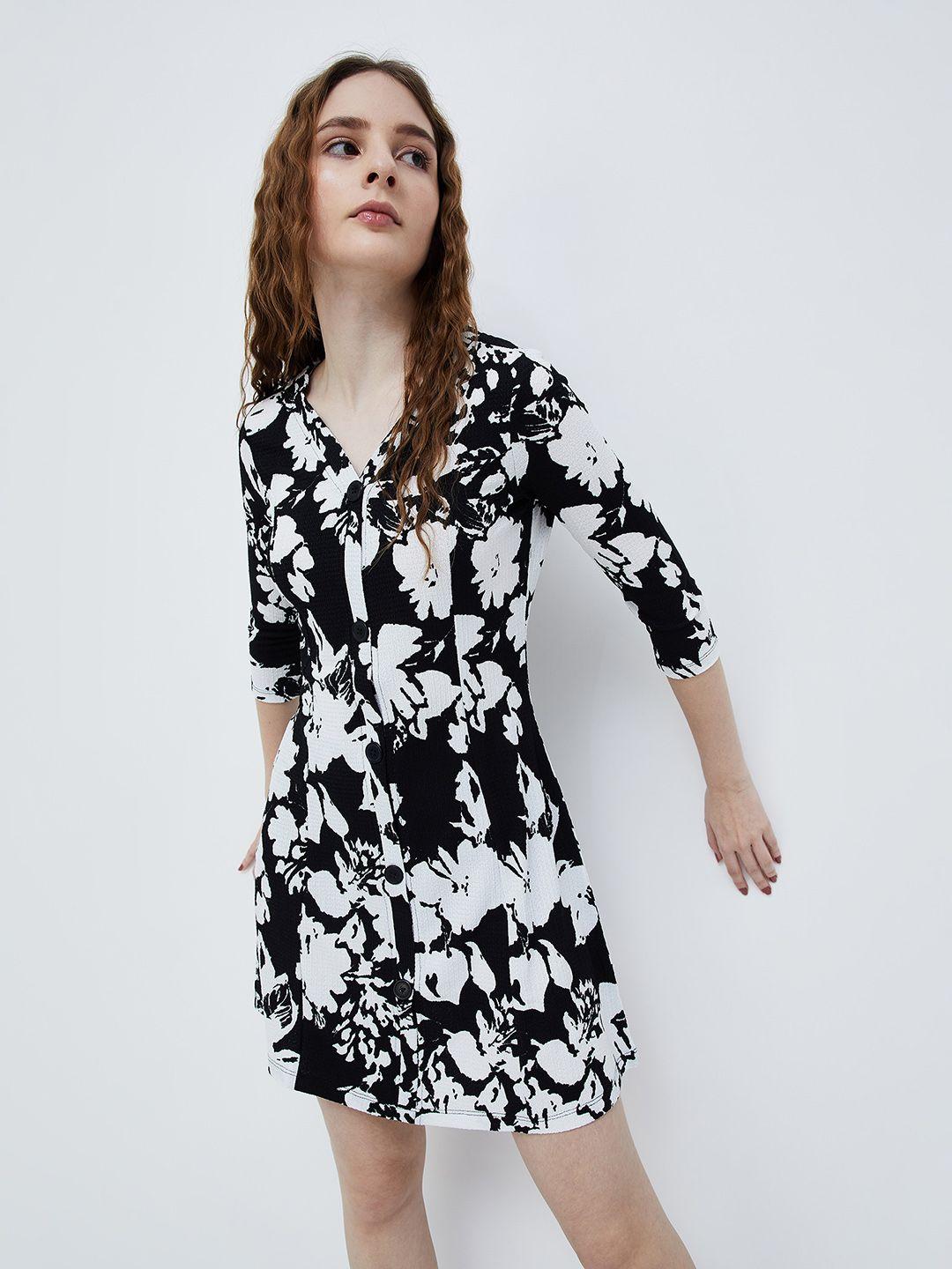 ginger by lifestyle floral printed v-neck a-line dress