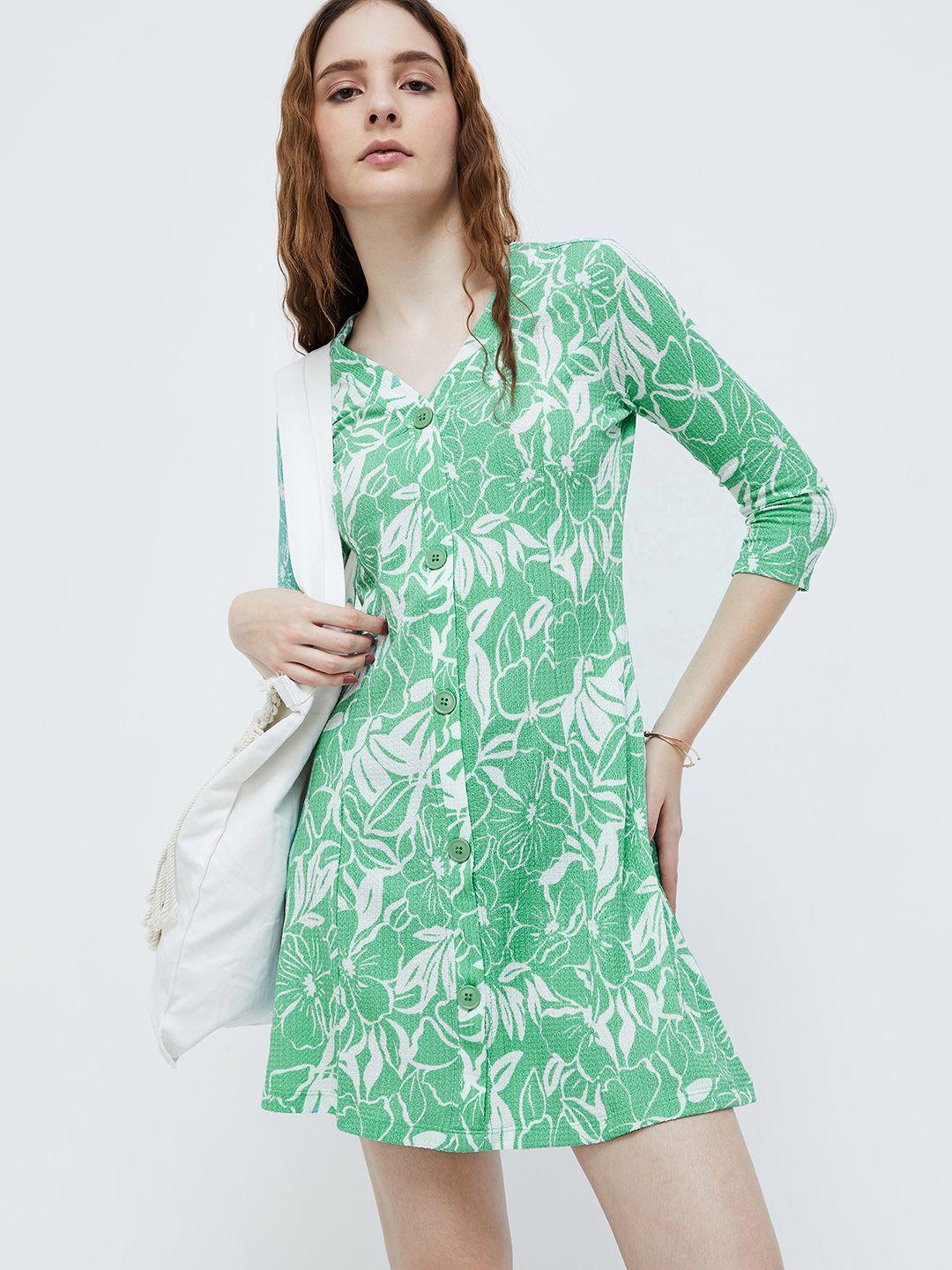 ginger by lifestyle floral printed v-neck a-line dress