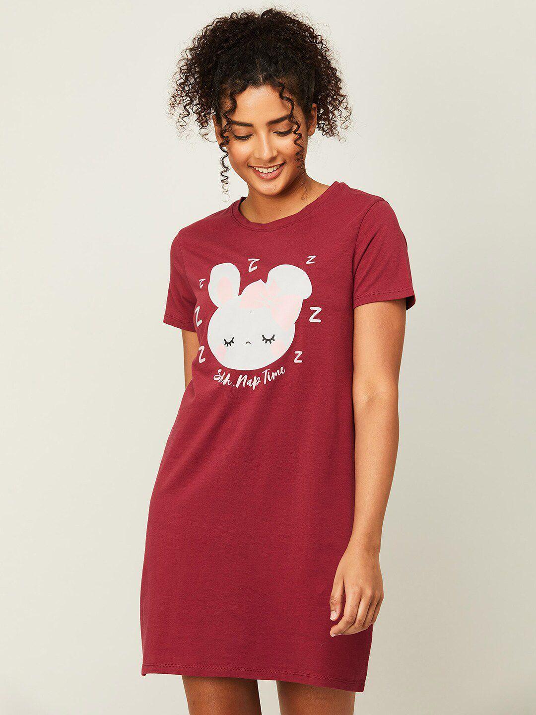 ginger by lifestyle graphic printed pure cotton nightdress