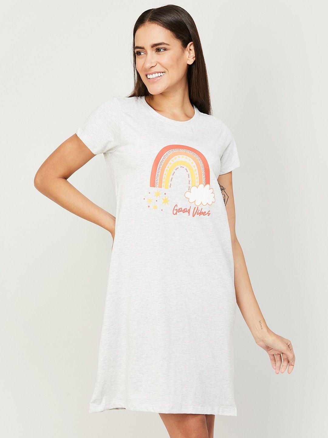 ginger by lifestyle graphic printed pure cotton nightdress