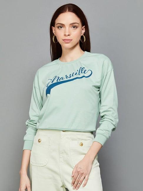 ginger by lifestyle green cotton printed sweatshirt