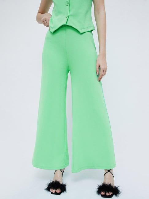 ginger by lifestyle green high rise flared pants