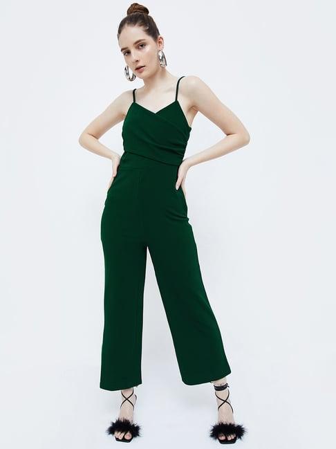 ginger by lifestyle green sleeveless jumpsuit