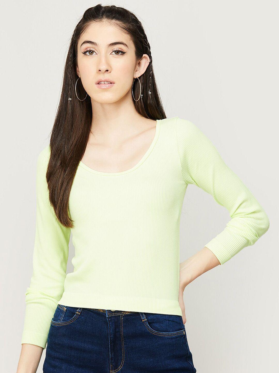 ginger by lifestyle green solid nylon top