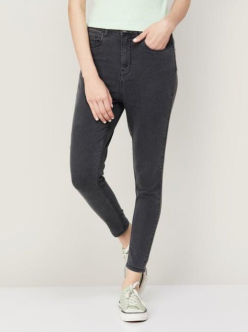 ginger by lifestyle grey cotton regular fit mid rise jeans