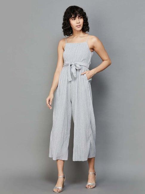 ginger by lifestyle grey pleated jumpsuit