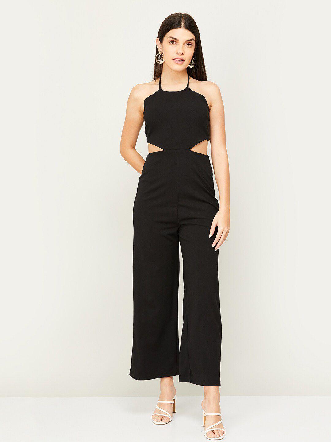 ginger by lifestyle halter neck cut-out basic jumpsuit