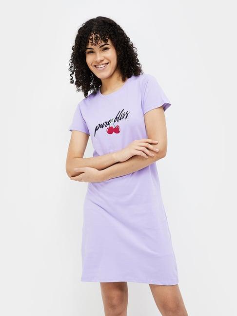 ginger by lifestyle lavender cotton graphic print night dress