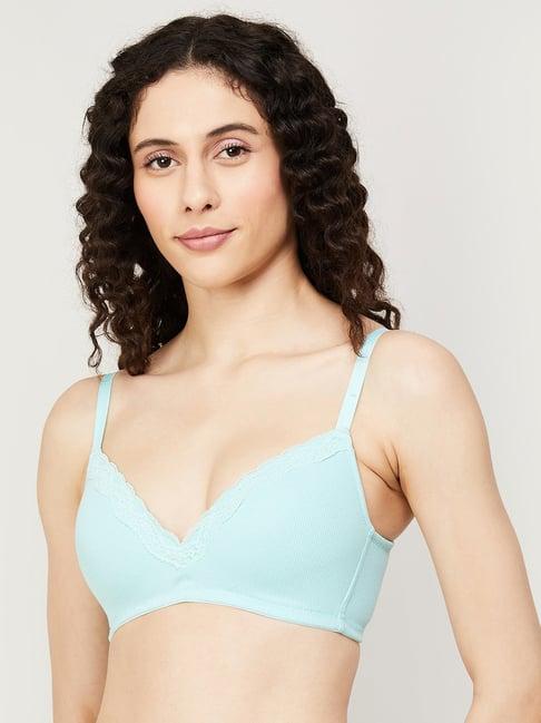 ginger by lifestyle light blue lace full coverage t-shirt bra