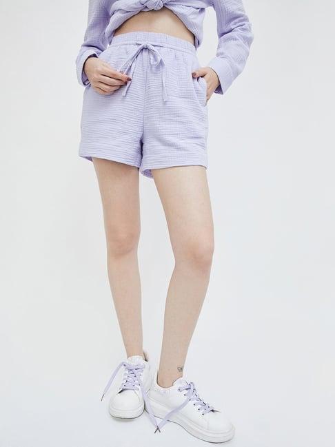 ginger by lifestyle lilac cotton high rise shorts