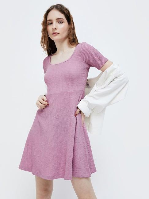 ginger by lifestyle lilac self pattern a-line dress