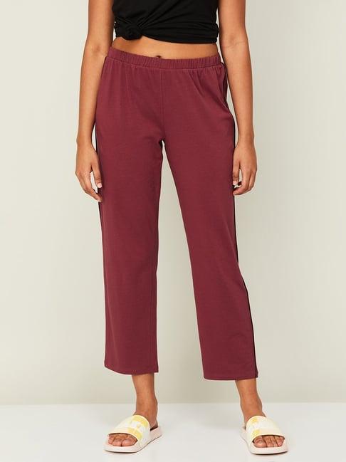 ginger by lifestyle maroon cotton pyjamas