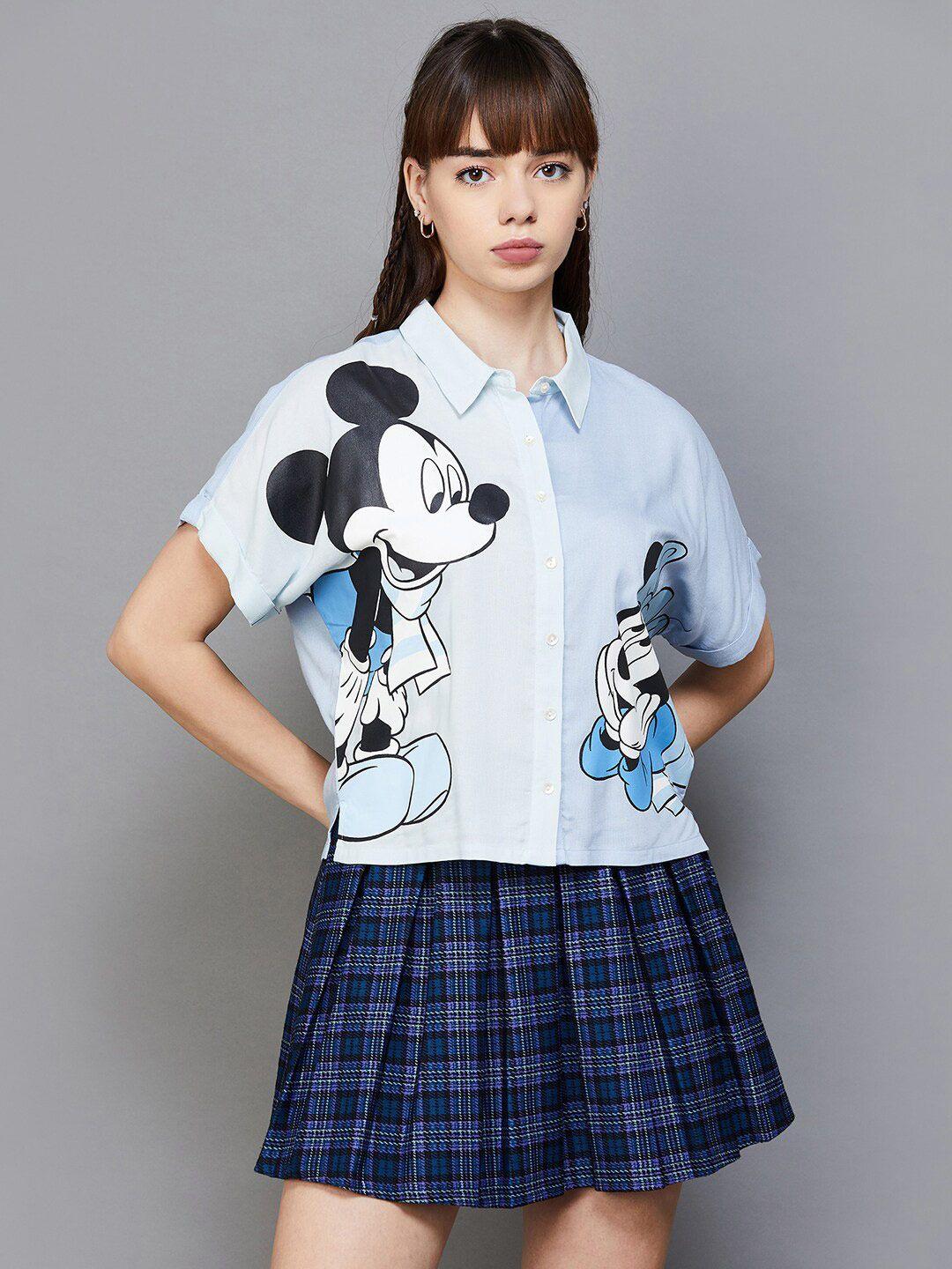 ginger by lifestyle mickey & minnie printed casual shirt