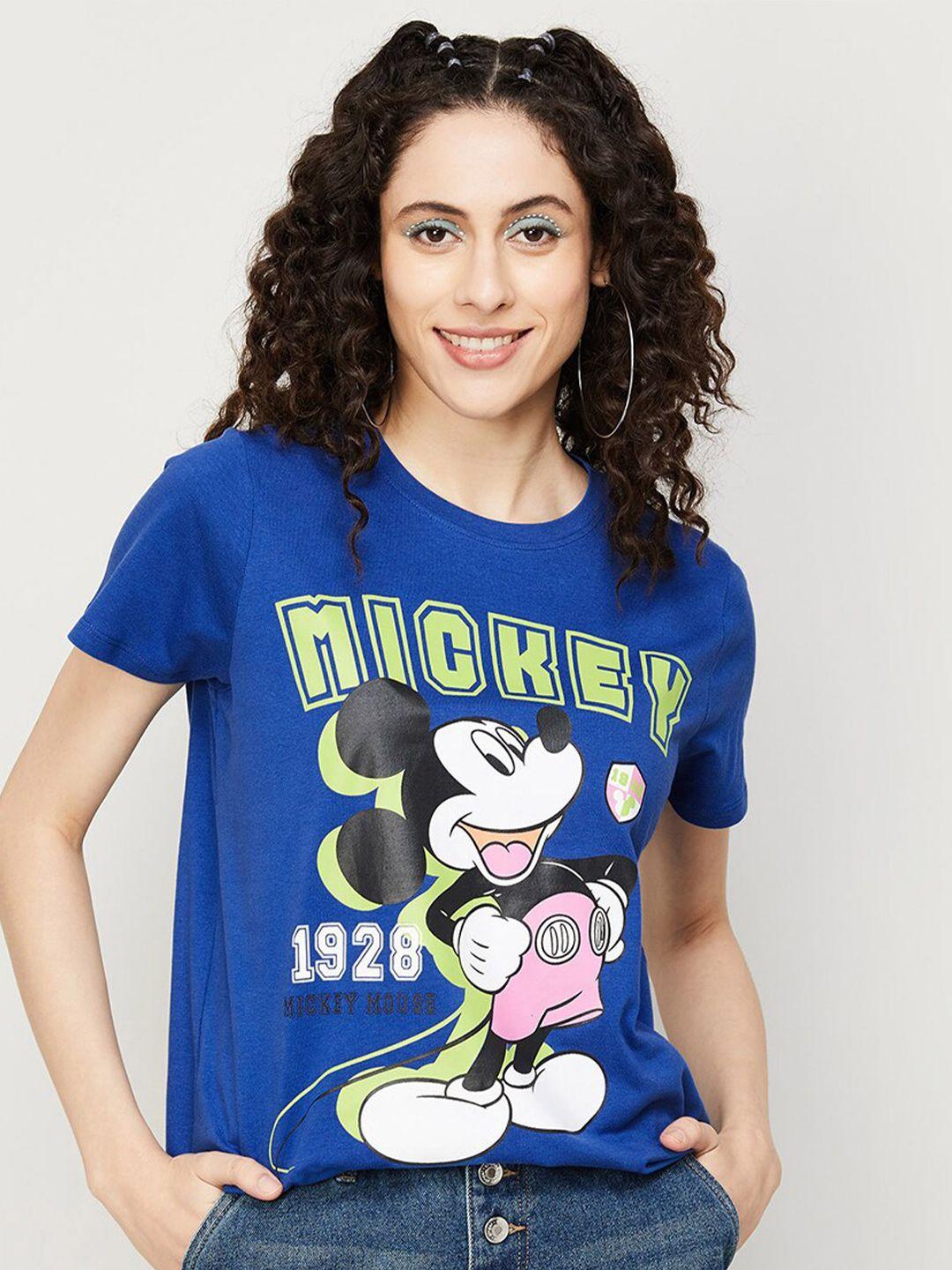 ginger by lifestyle mickey mouse print cotton t-shirt