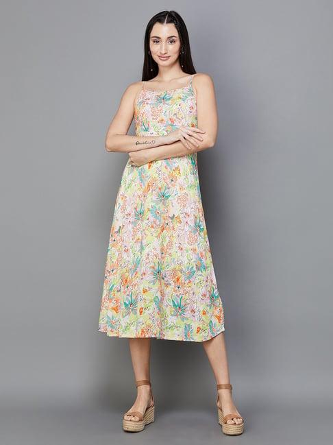 ginger by lifestyle multicolor floral print midi dress