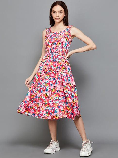 ginger by lifestyle multicolored floral print a-line dress