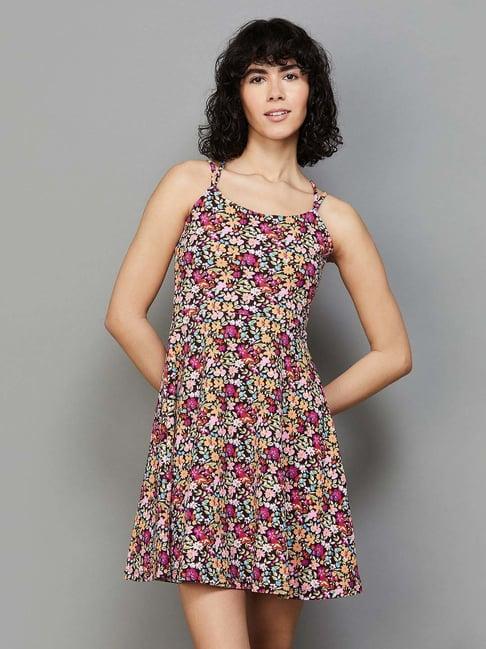 ginger by lifestyle multicolored floral print a-line dress