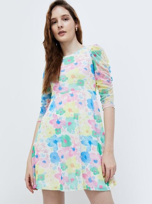 ginger by lifestyle multicolored floral print a-line dress