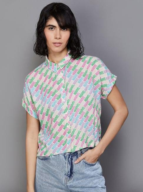 ginger by lifestyle multicolored graphic print shirt