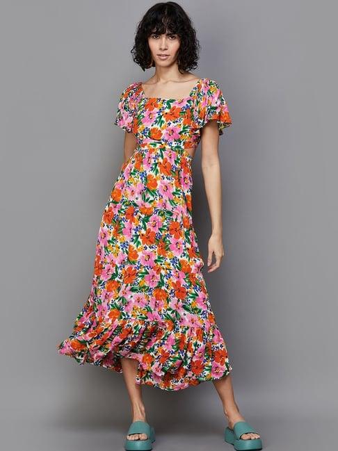 ginger by lifestyle multicolored printed a-line dress