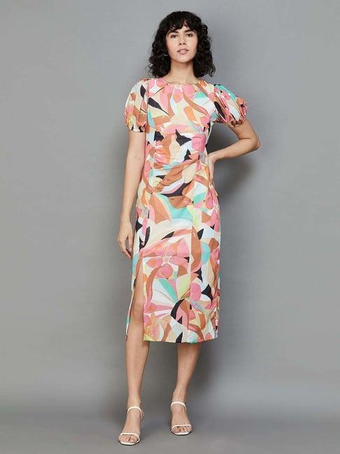 ginger by lifestyle multicolored printed a-line dress