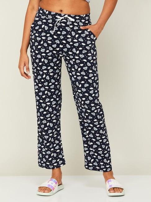 ginger by lifestyle navy cotton printed pyjamas