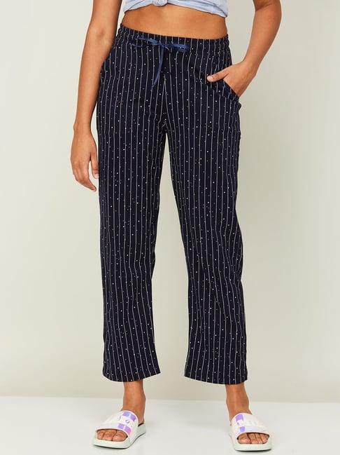 ginger by lifestyle navy cotton striped pyjamas
