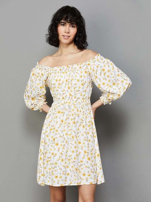 ginger by lifestyle off-white floral print a-line dress