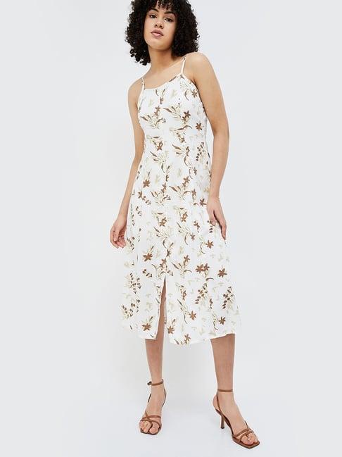 ginger by lifestyle off white floral print midi dress